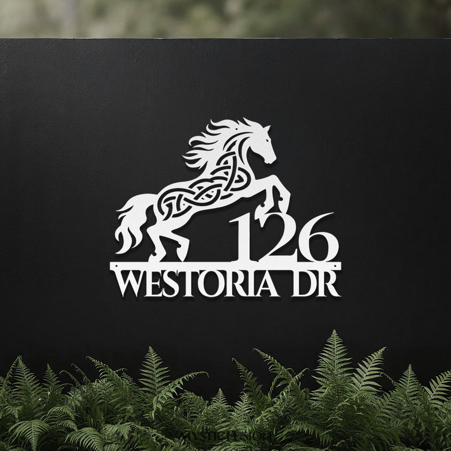 Celtic Horse Metal Address Sign