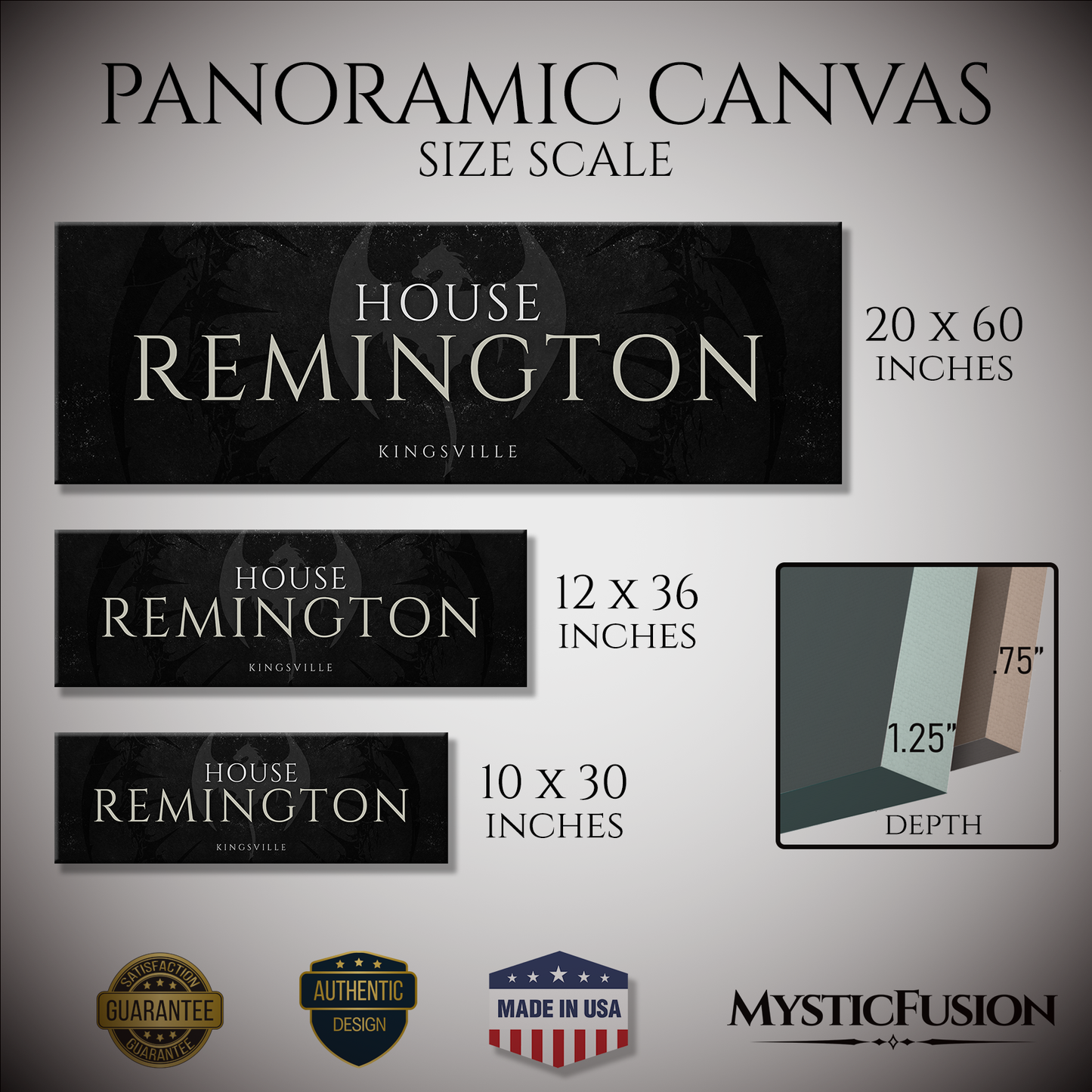 Personalized Dragon Family Name Panoramic Canvas