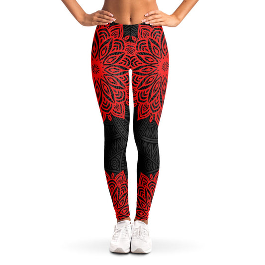 Red and Black Mandala Leggings