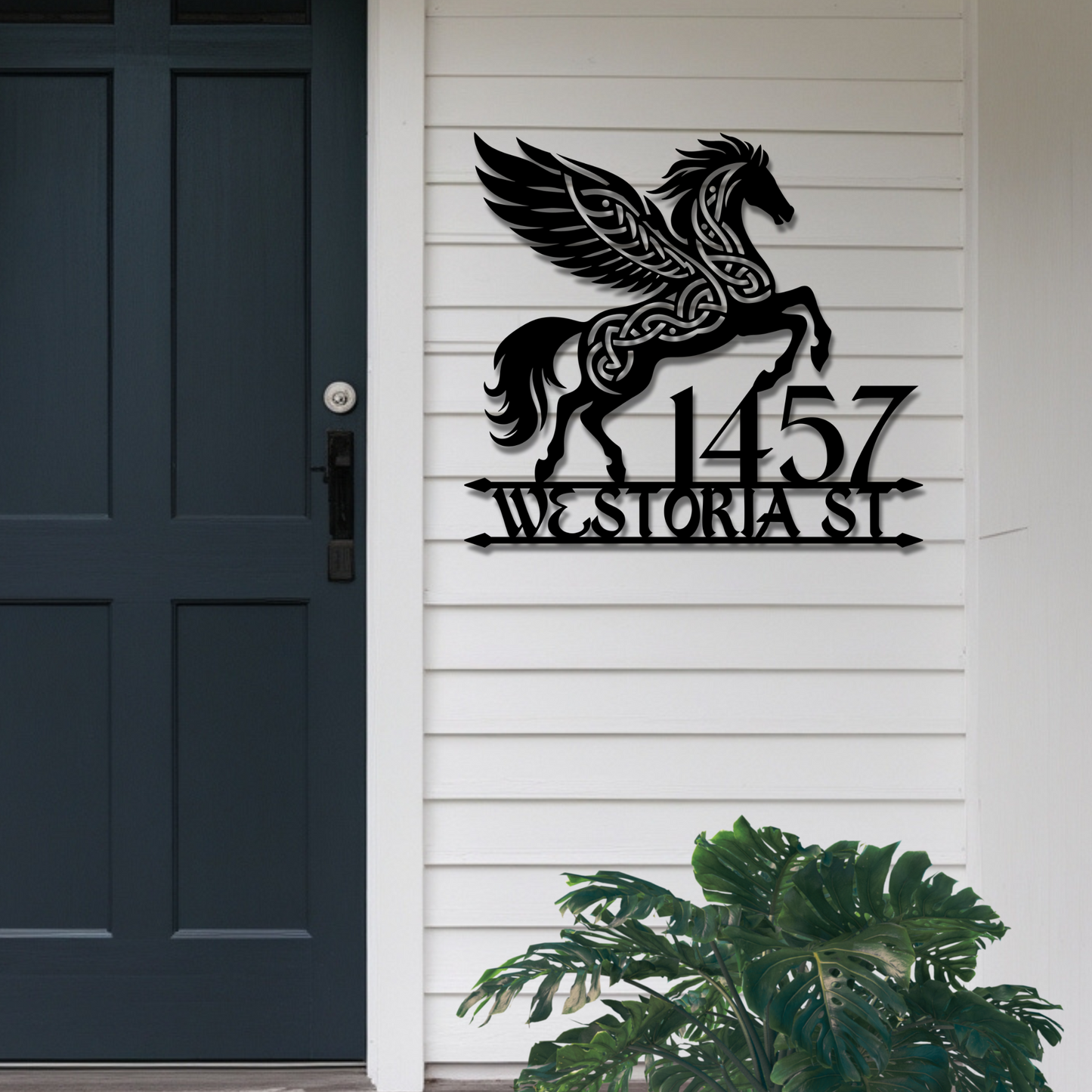 Celtic Horse Metal Address Sign