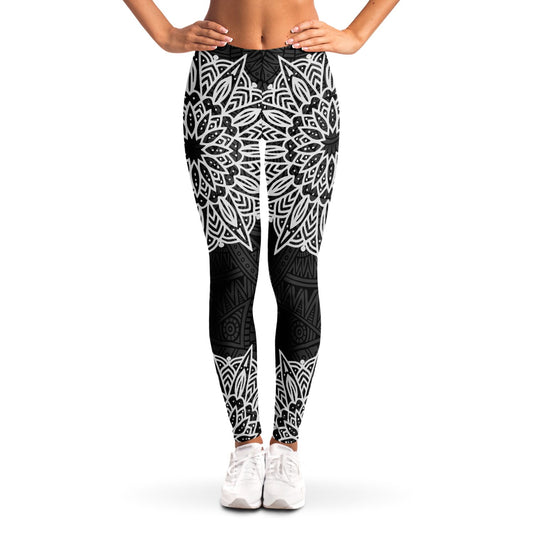 Celestial Mandala Leggings – Obsidian White