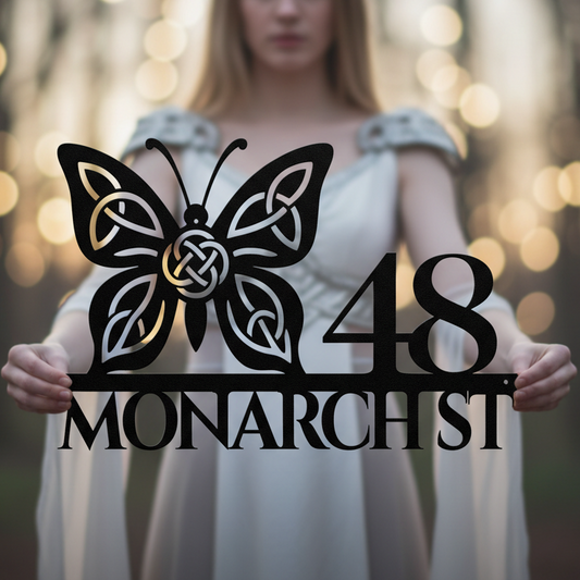 Celtic Butterfly Metal Address Sign