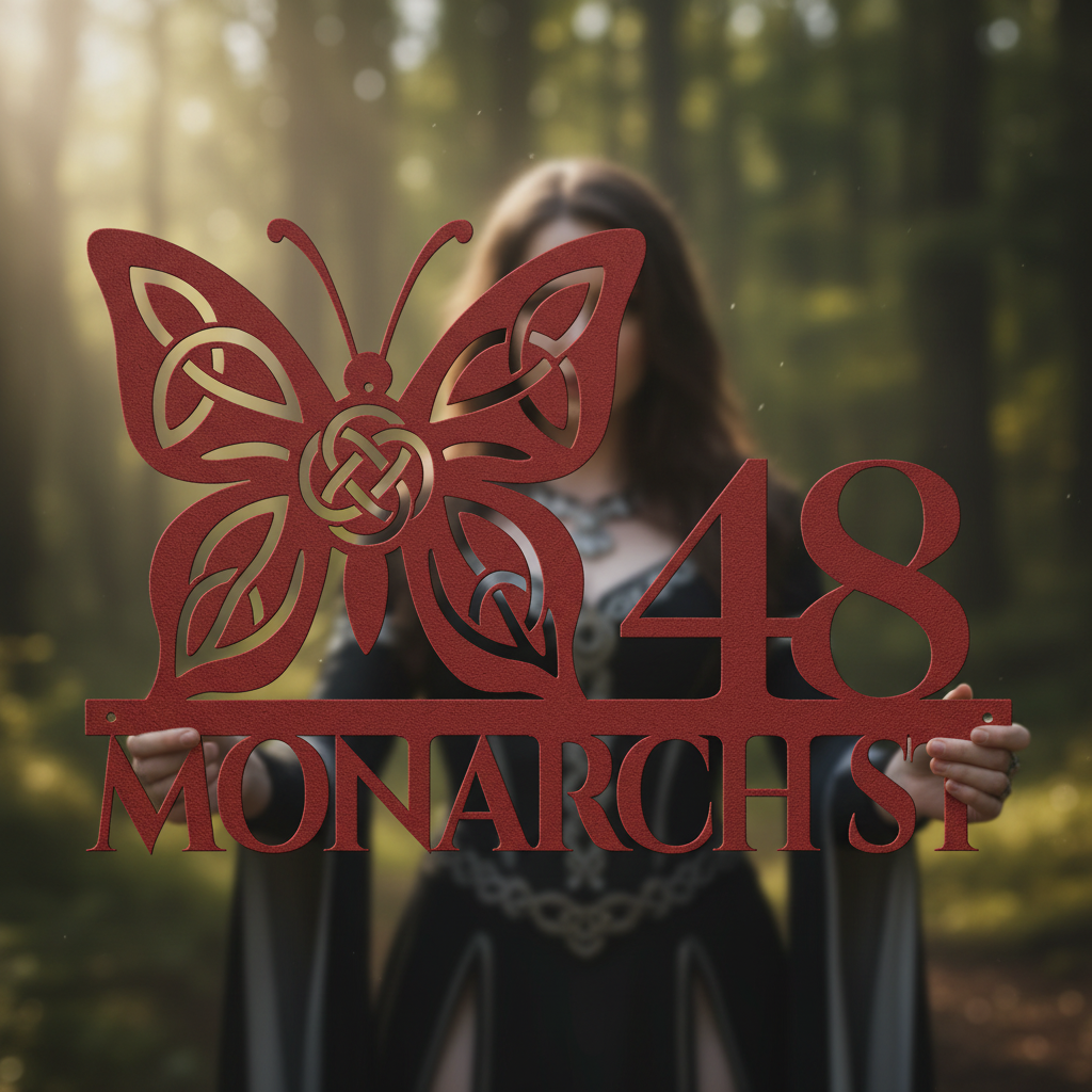 Celtic Butterfly Metal Address Sign