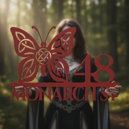 Celtic Butterfly Metal Address Sign