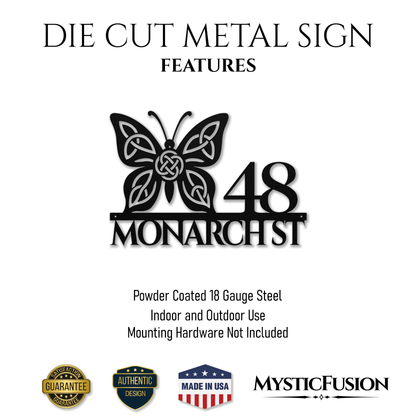 Celtic Butterfly Metal Address Sign