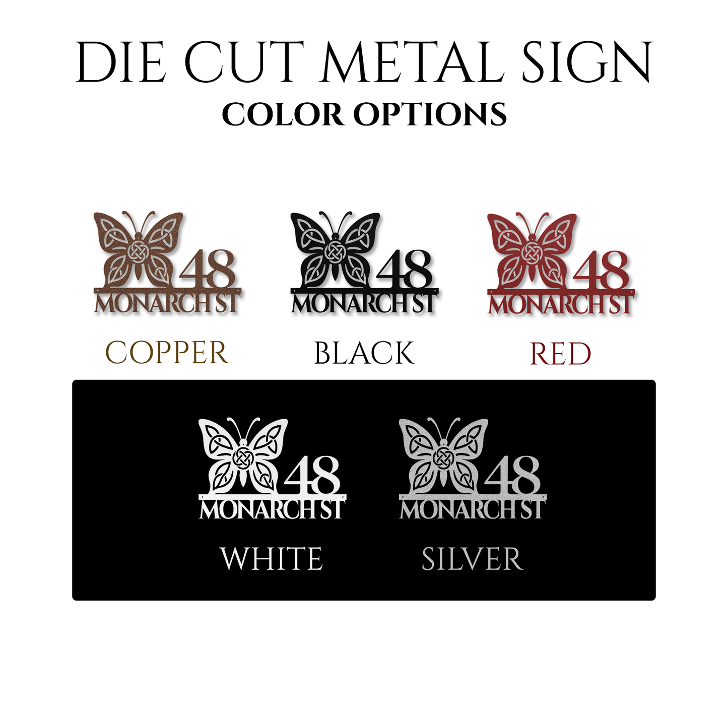 Celtic Butterfly Metal Address Sign