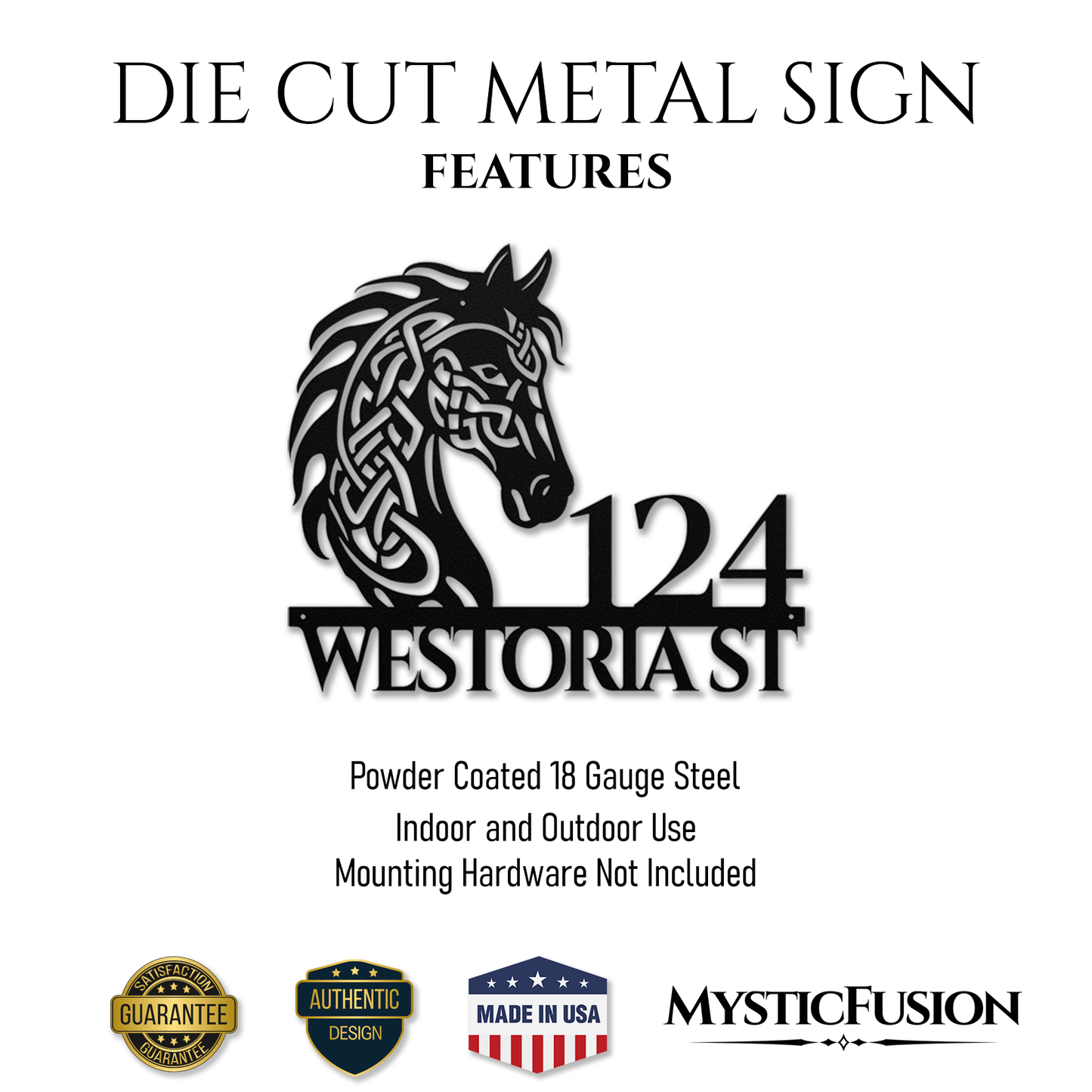 Celtic Horse Head Metal Address Sign