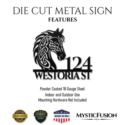 Celtic Horse Head Metal Address Sign