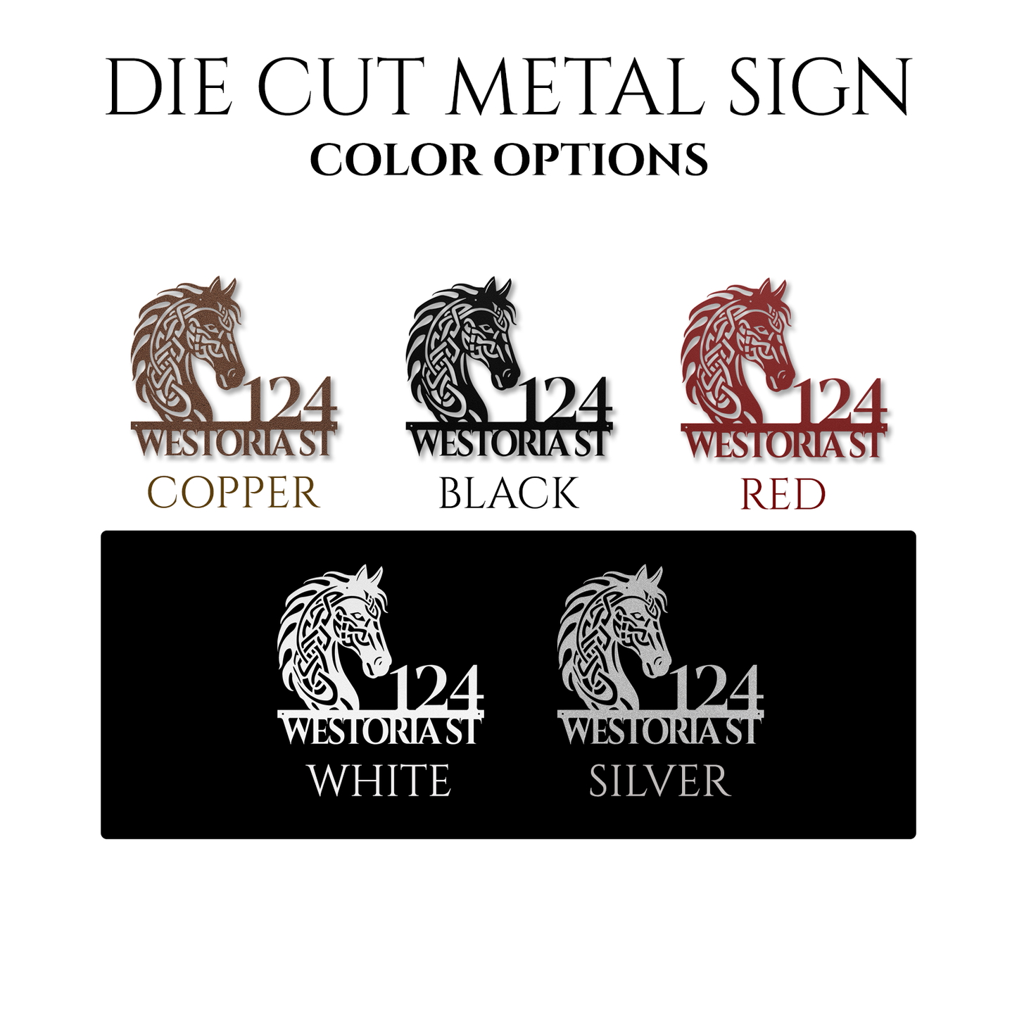 Celtic Horse Head Metal Address Sign