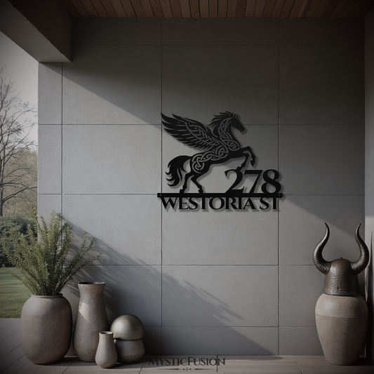 Celtic Pegasus Metal Address Sign