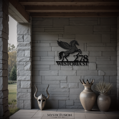 Celtic Pegasus Metal Address Sign