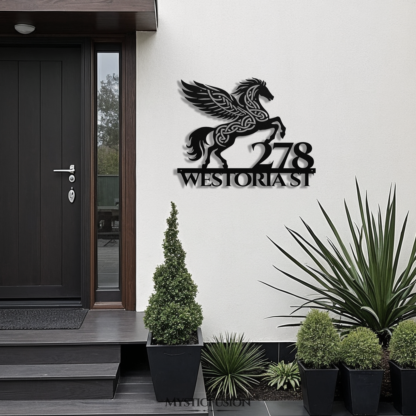 Celtic Pegasus Metal Address Sign