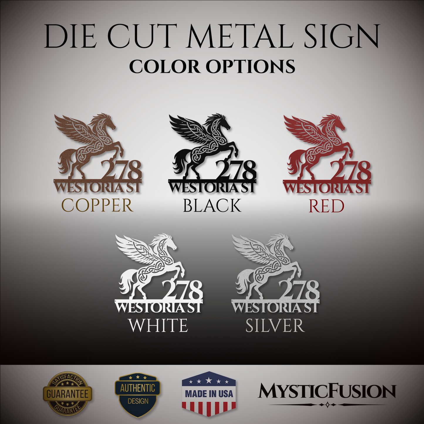 Celtic Pegasus Metal Address Sign