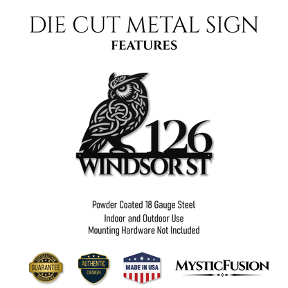 Celtic Owl Metal Address Sign