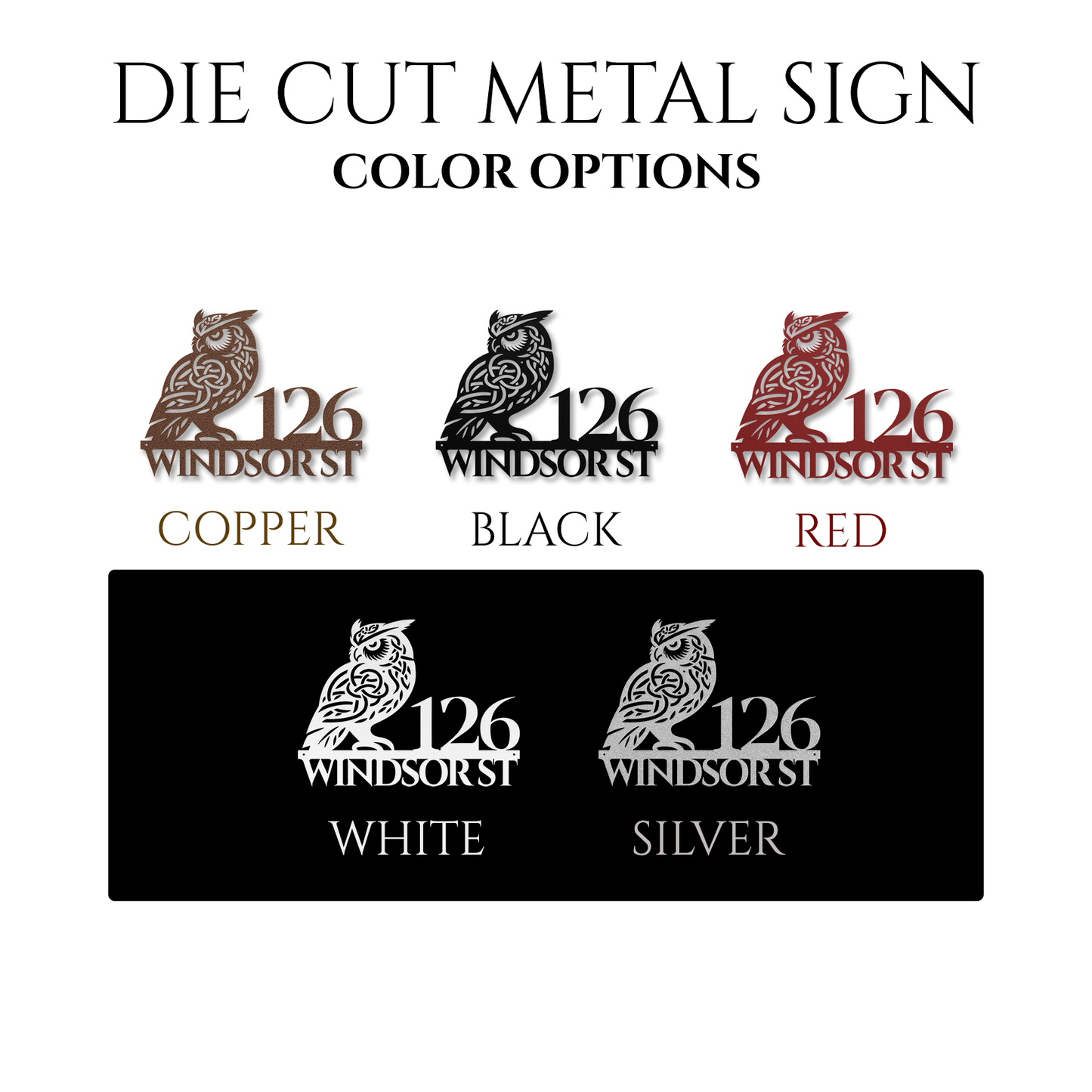 Celtic Owl Metal Address Sign