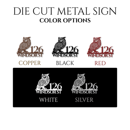 Celtic Owl Metal Address Sign