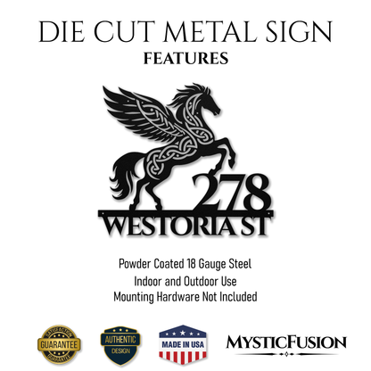 Celtic Pegasus Metal Address Sign