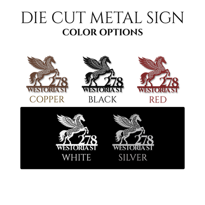 Celtic Pegasus Metal Address Sign