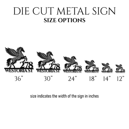 Celtic Pegasus Metal Address Sign