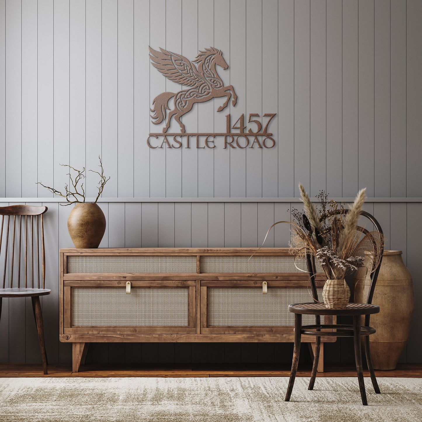 Celtic Horse Metal Address Sign