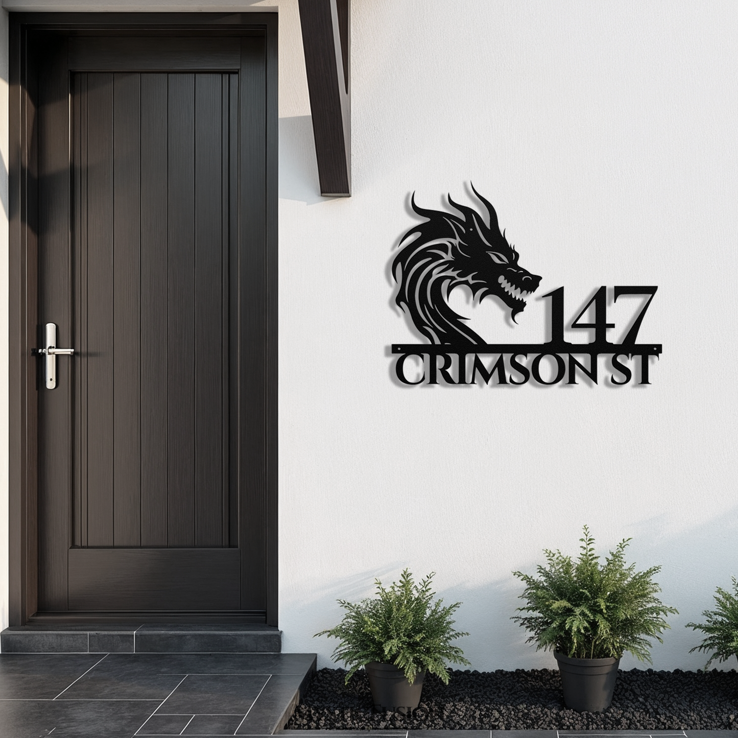 Mythical Dragon Metal Address Sign