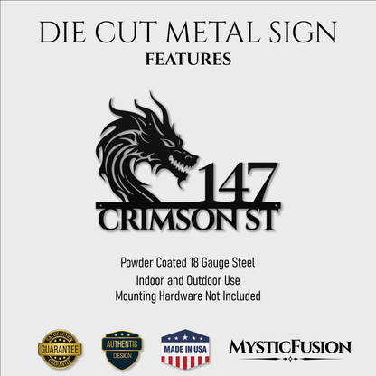 Mythical Dragon Metal Address Sign