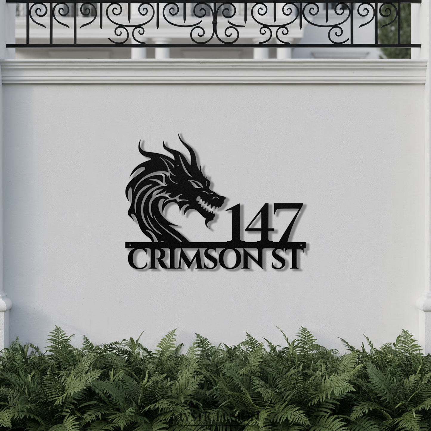 Mythical Dragon Metal Address Sign