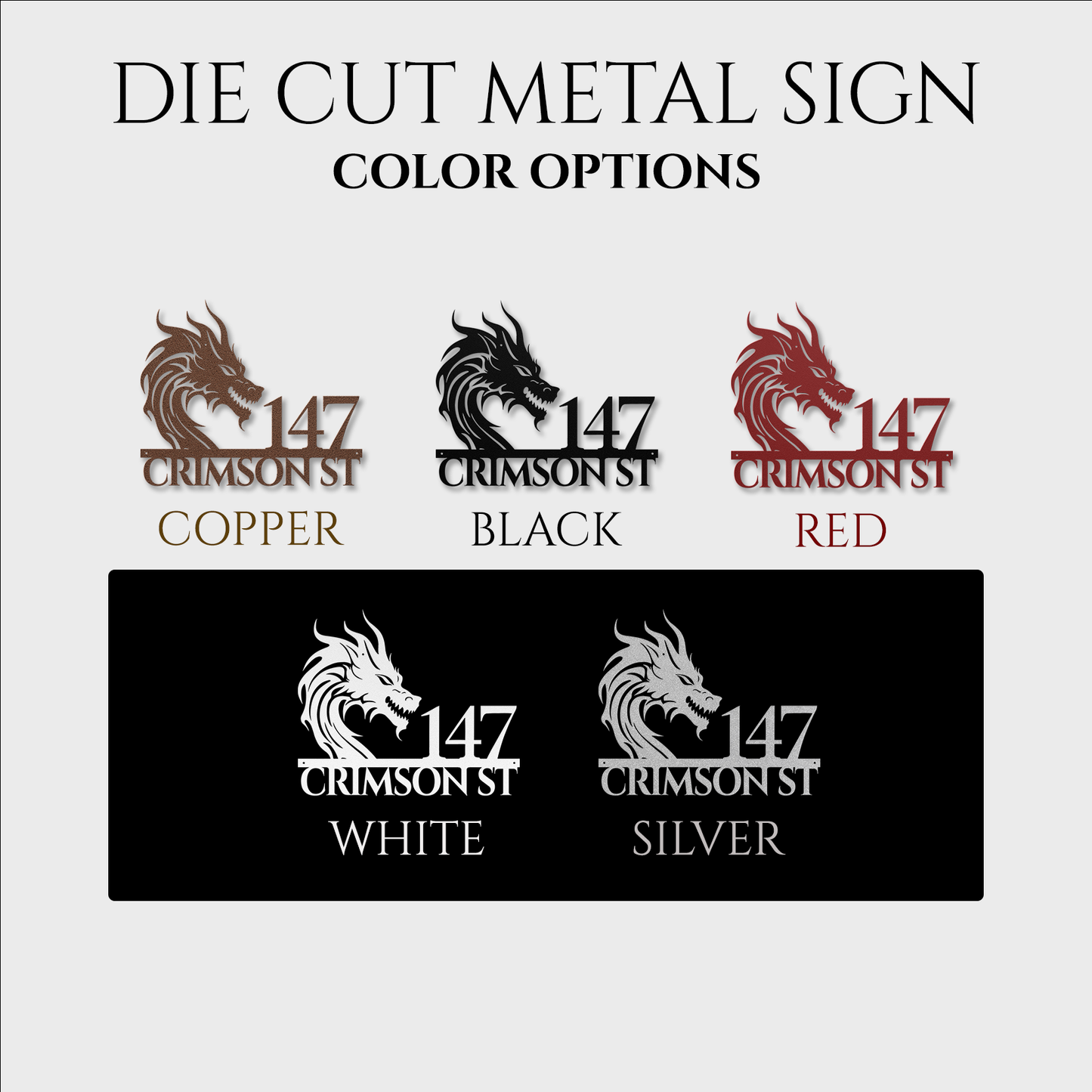 Mythical Dragon Metal Address Sign