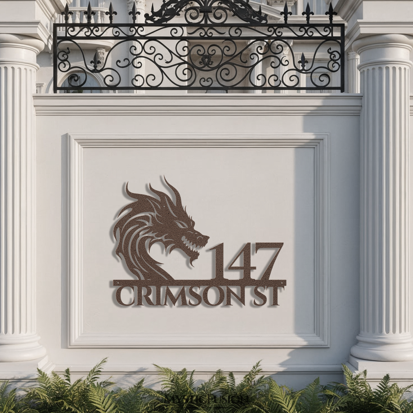 Mythical Dragon Metal Address Sign