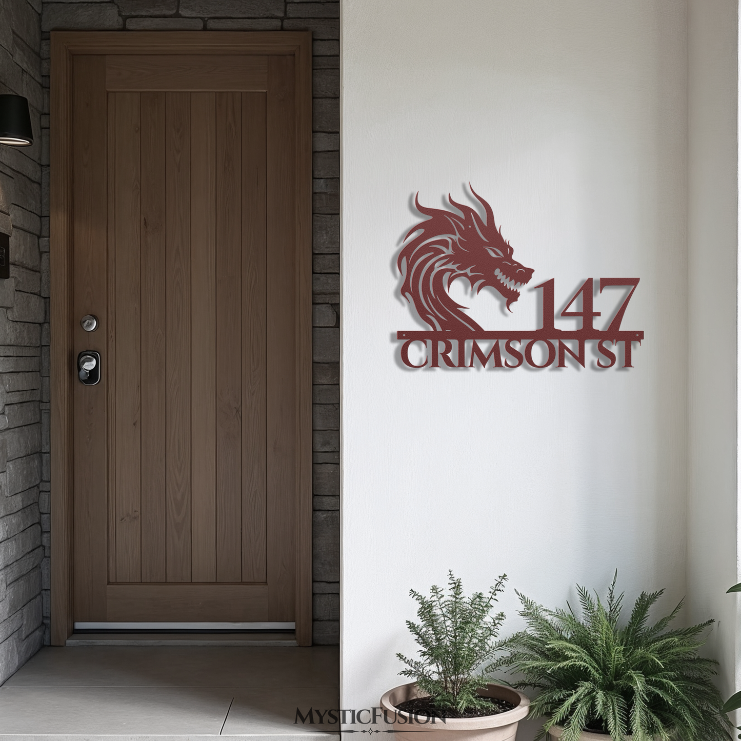 Mythical Dragon Metal Address Sign