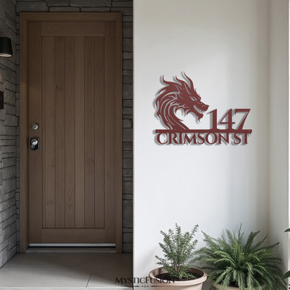 Mythical Dragon Metal Address Sign