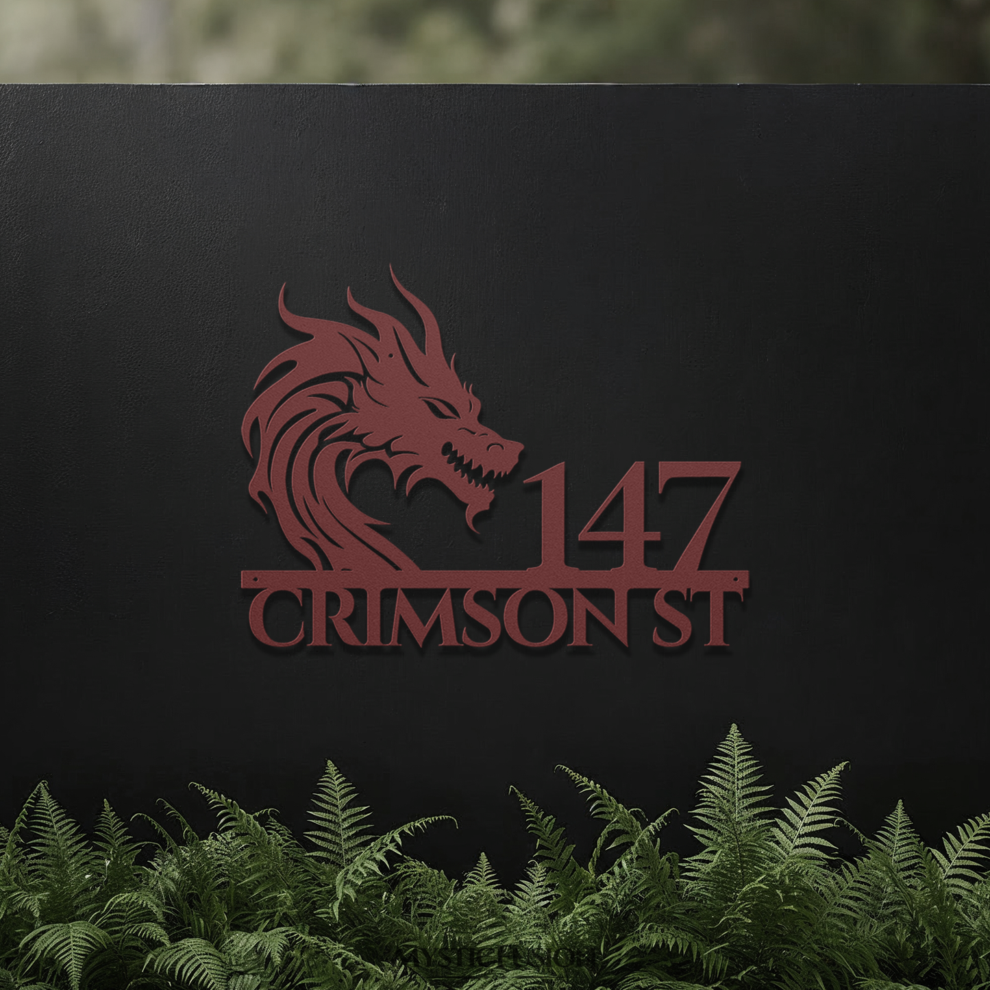 Mythical Dragon Metal Address Sign