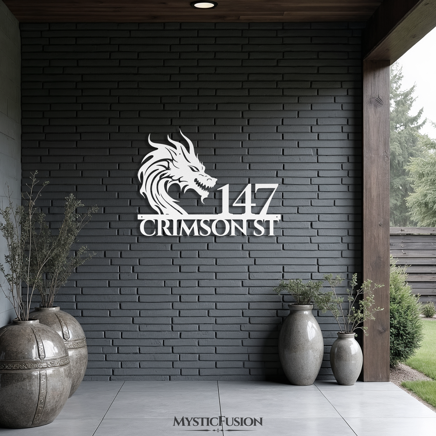 Mythical Dragon Metal Address Sign