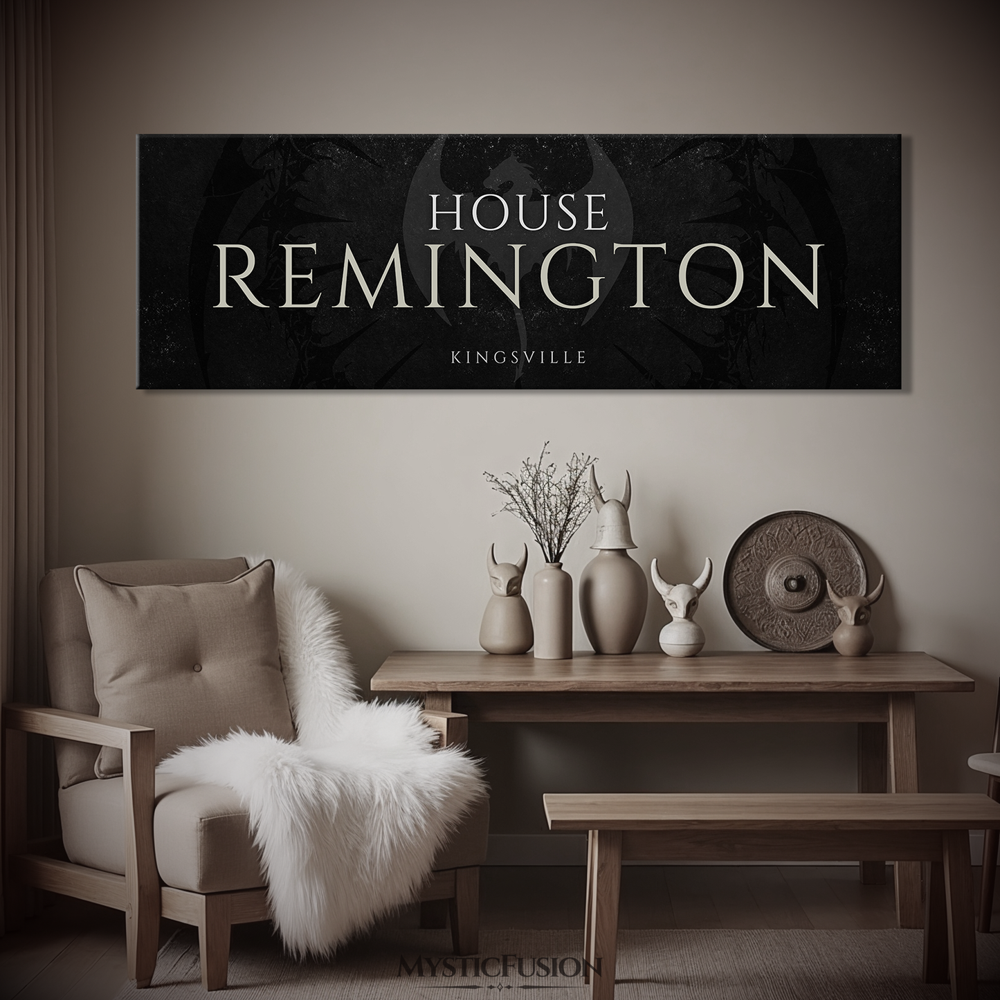 Personalized Dragon Family Name Panoramic Canvas