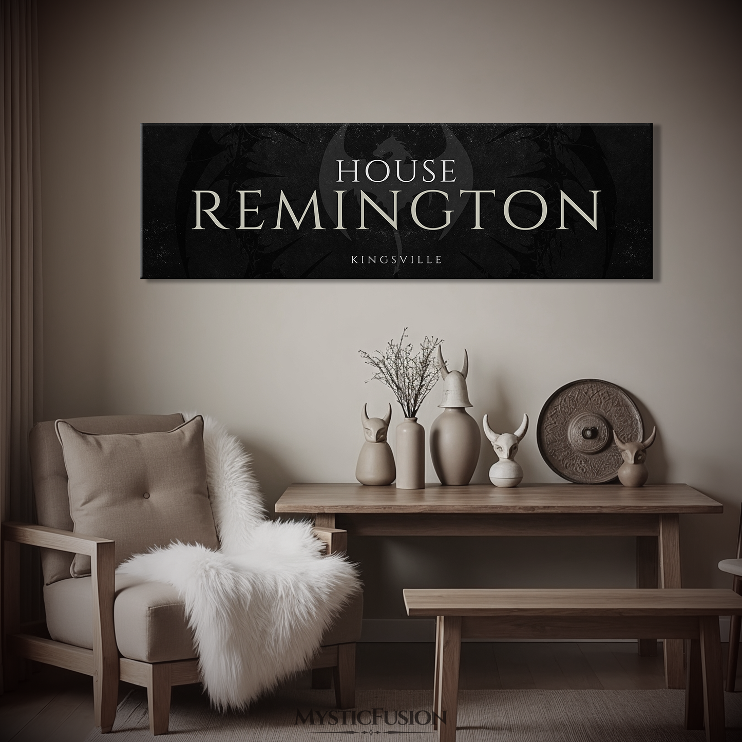 Personalized Dragon House Banner Panoramic Canvas