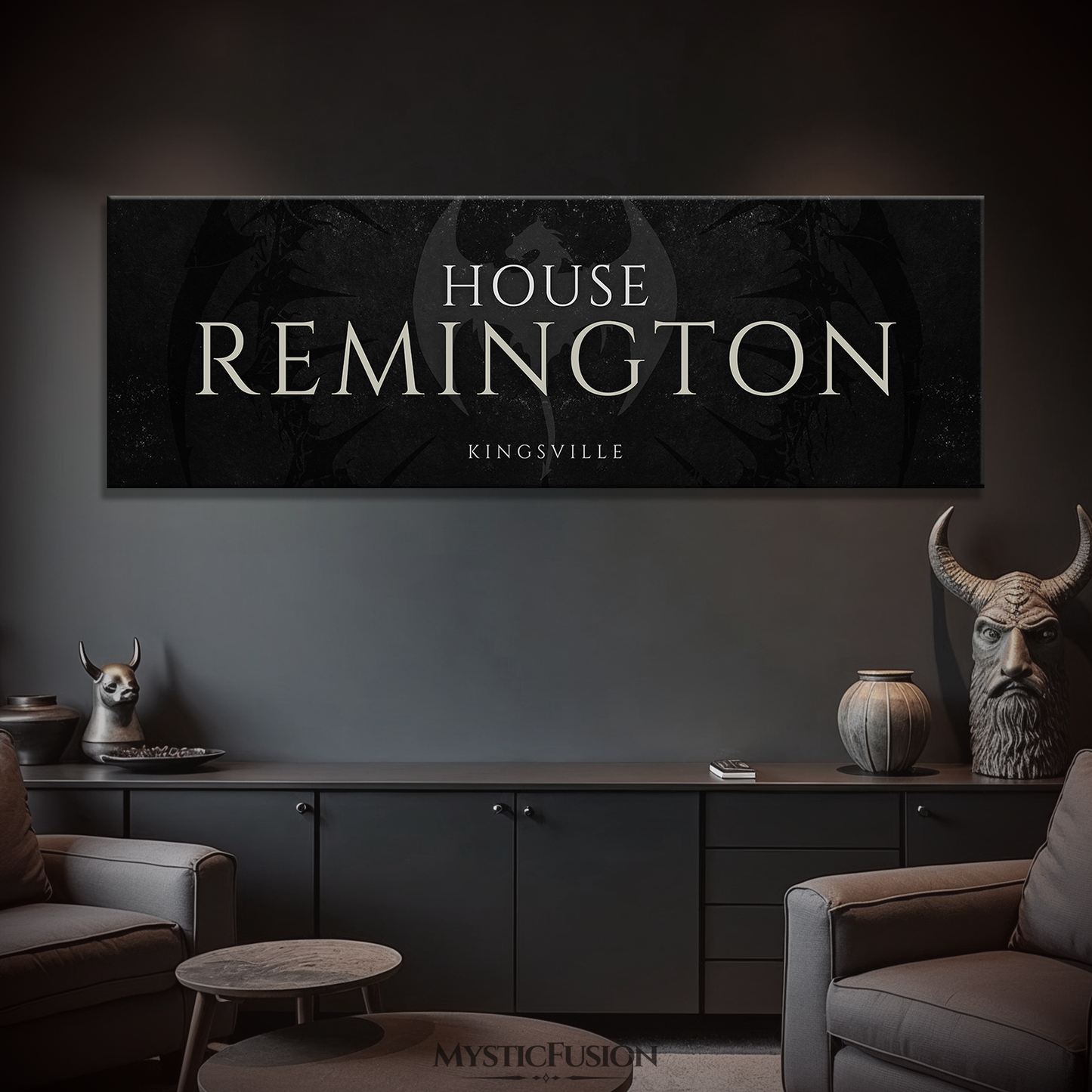 Personalized Dragon Family Name Panoramic Canvas