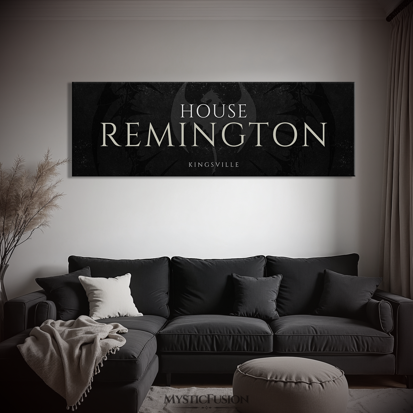 Personalized Dragon Family Name Panoramic Canvas