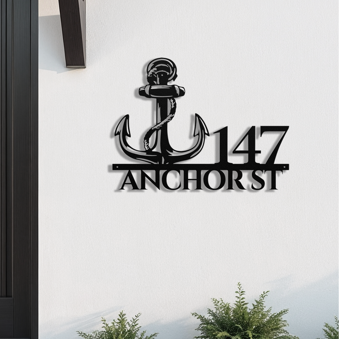 Nautical Anchor Metal Address Sign