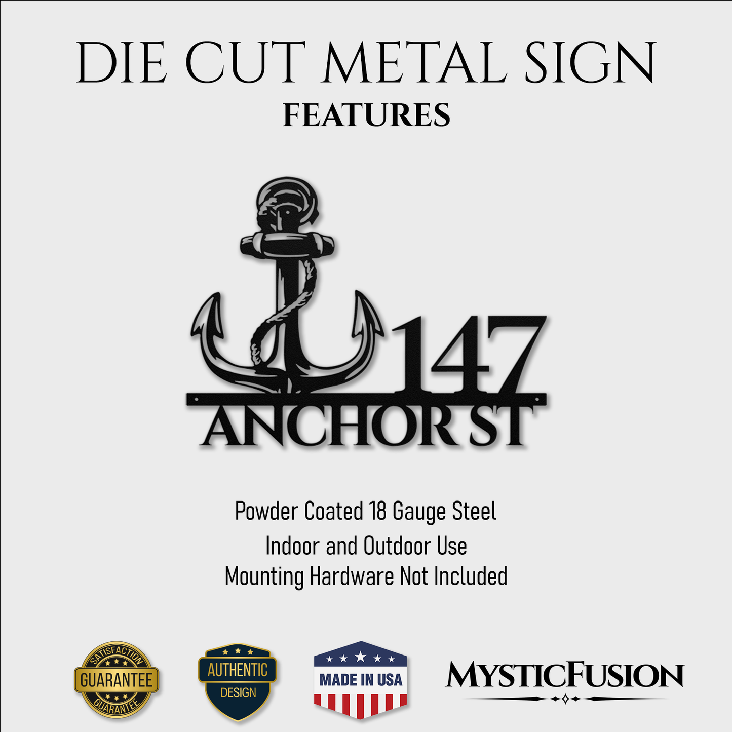 Nautical Anchor Metal Address Sign