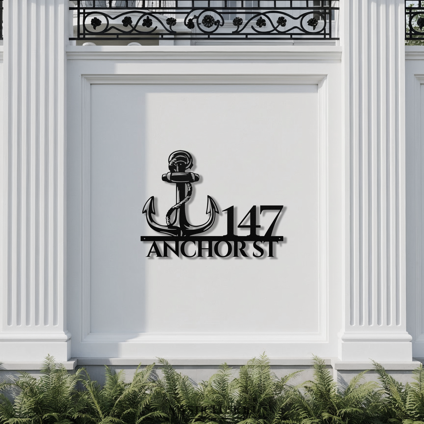 Nautical Anchor Metal Address Sign
