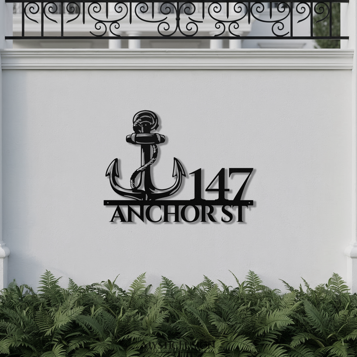 Nautical Anchor Metal Address Sign
