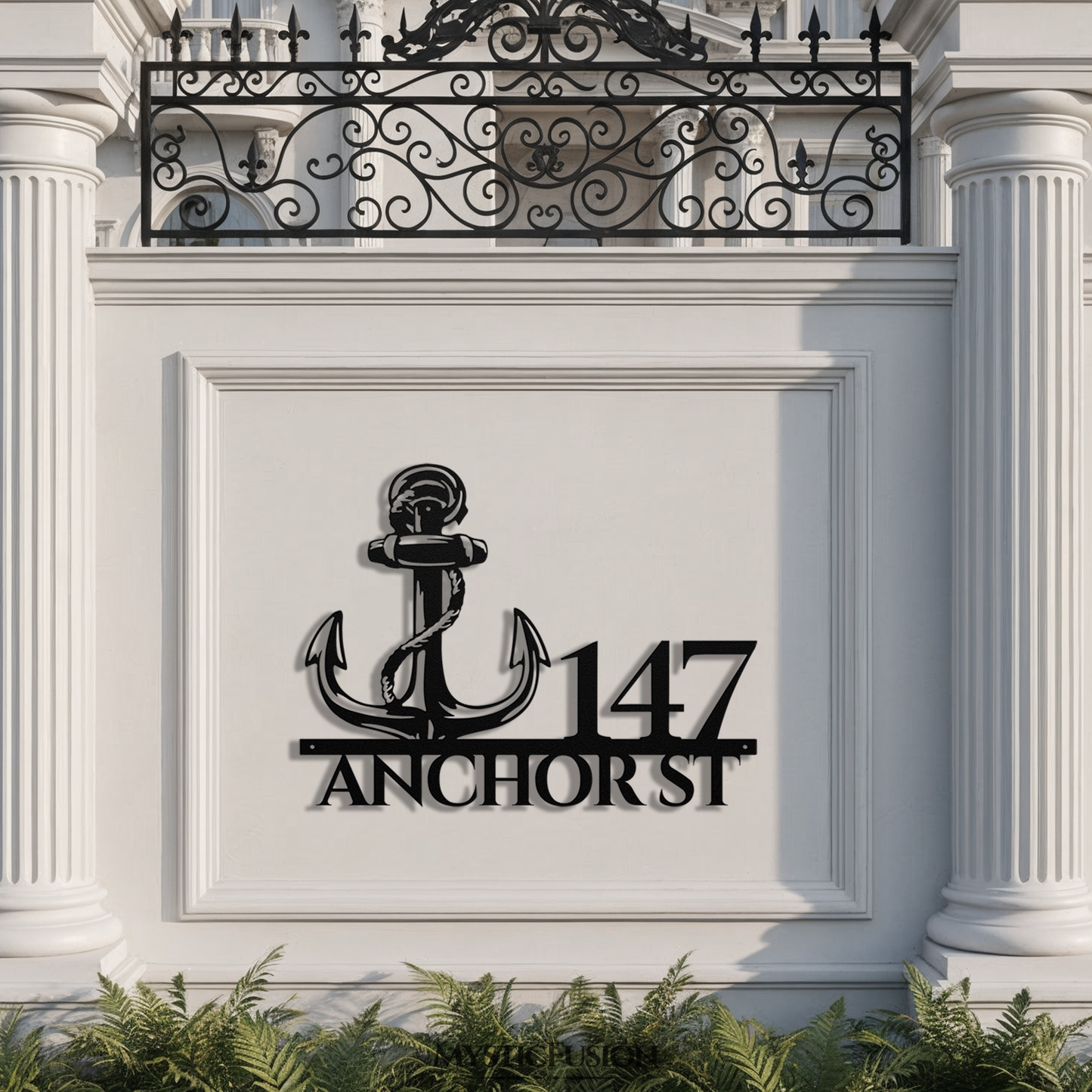 Nautical Anchor Metal Address Sign
