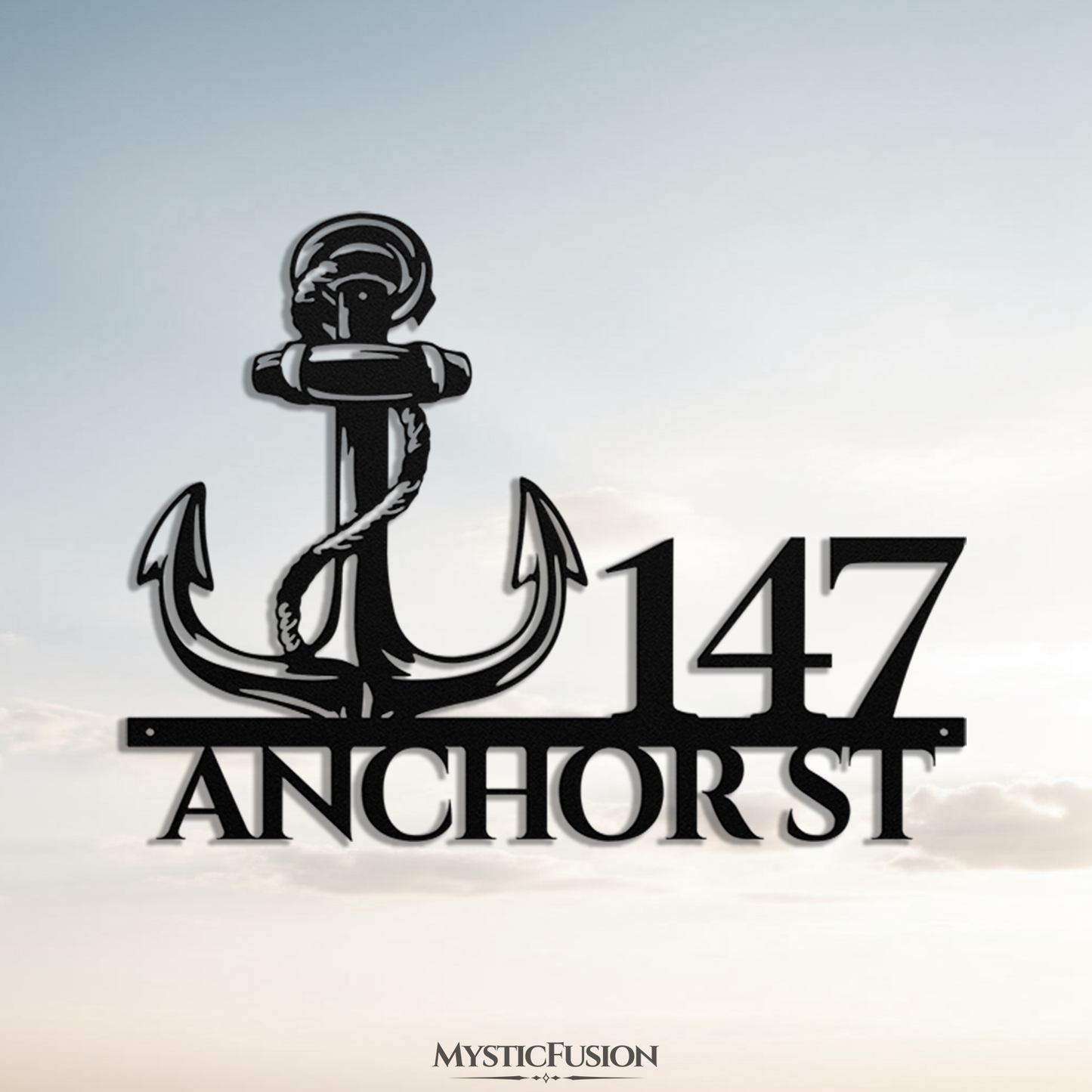 Nautical Anchor Metal Address Sign