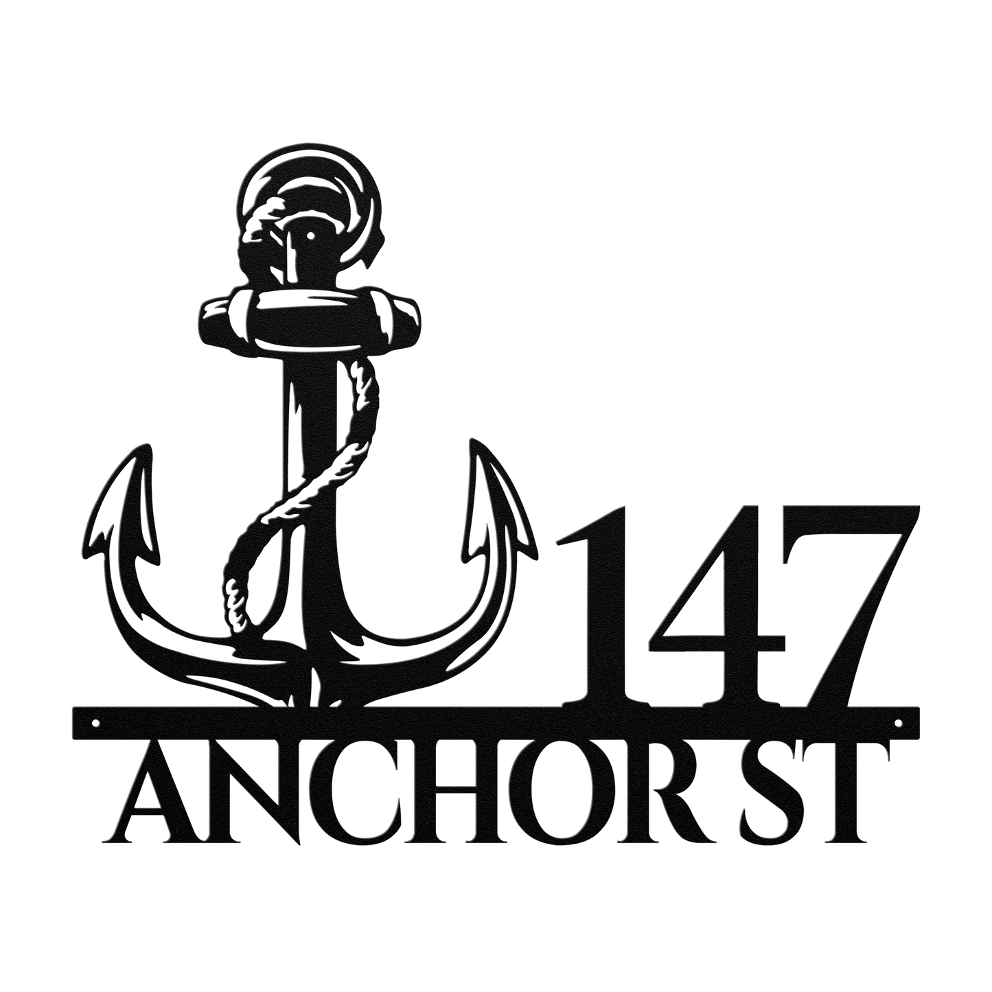 Nautical Anchor Metal Address Sign