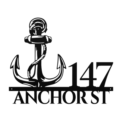 Nautical Anchor Metal Address Sign
