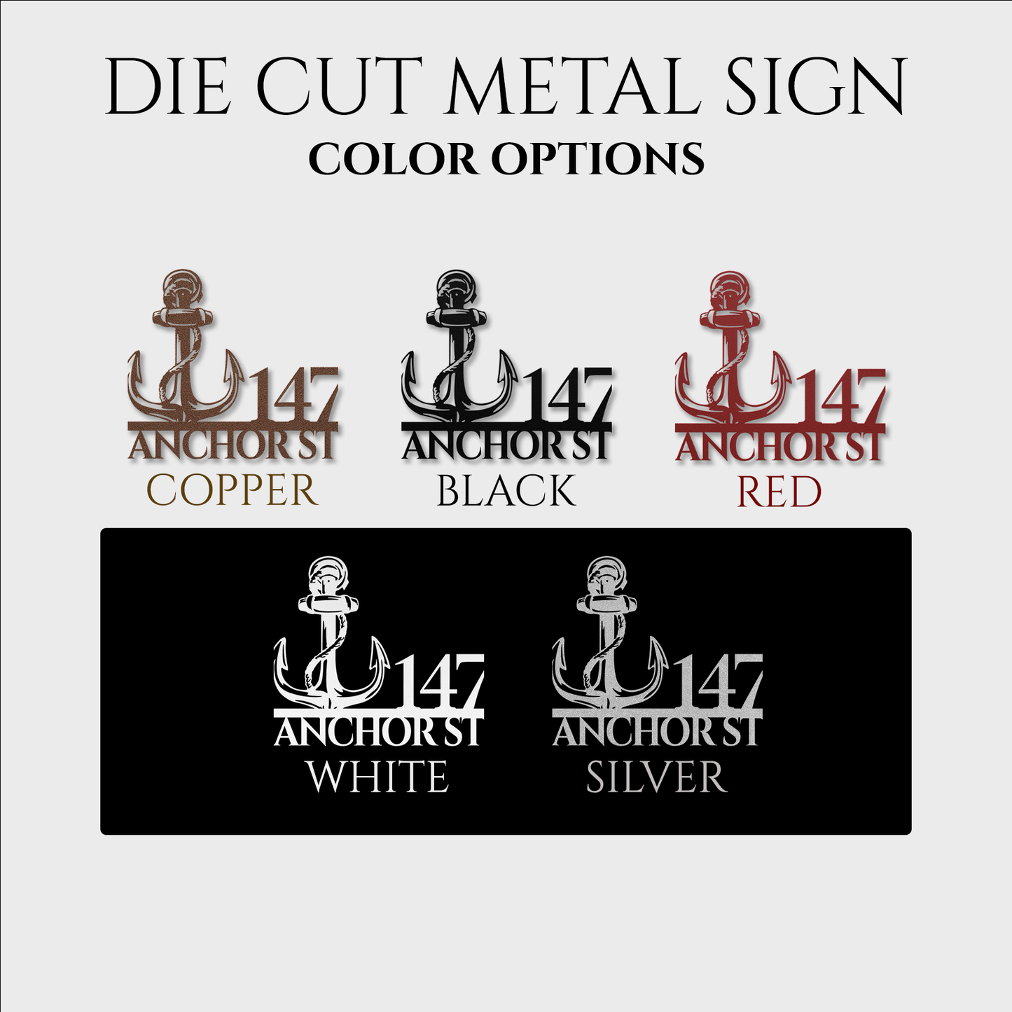 Nautical Anchor Metal Address Sign