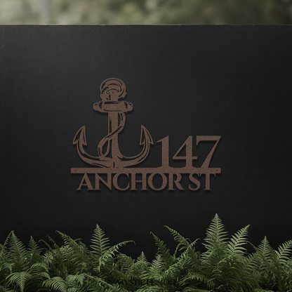 Nautical Anchor Metal Address Sign