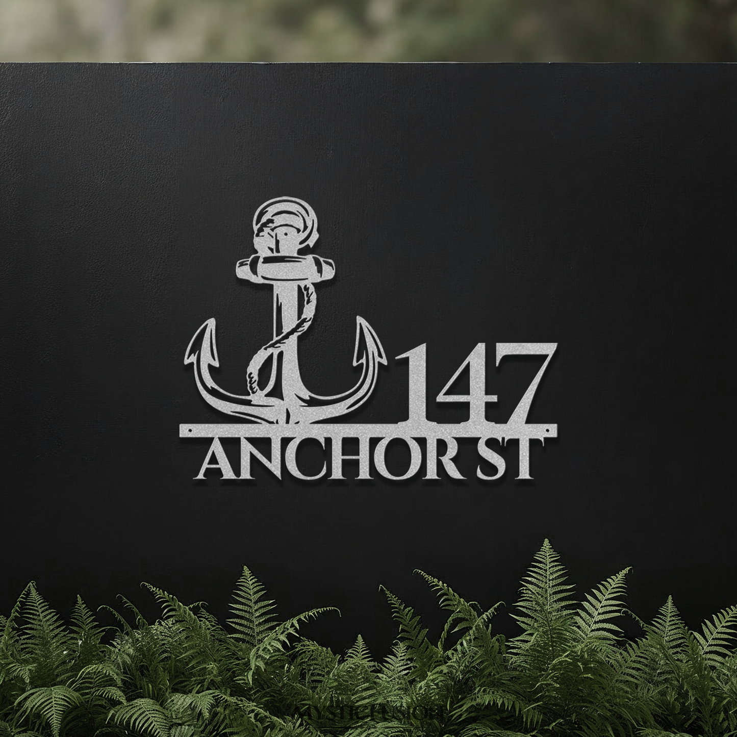 Nautical Anchor Metal Address Sign