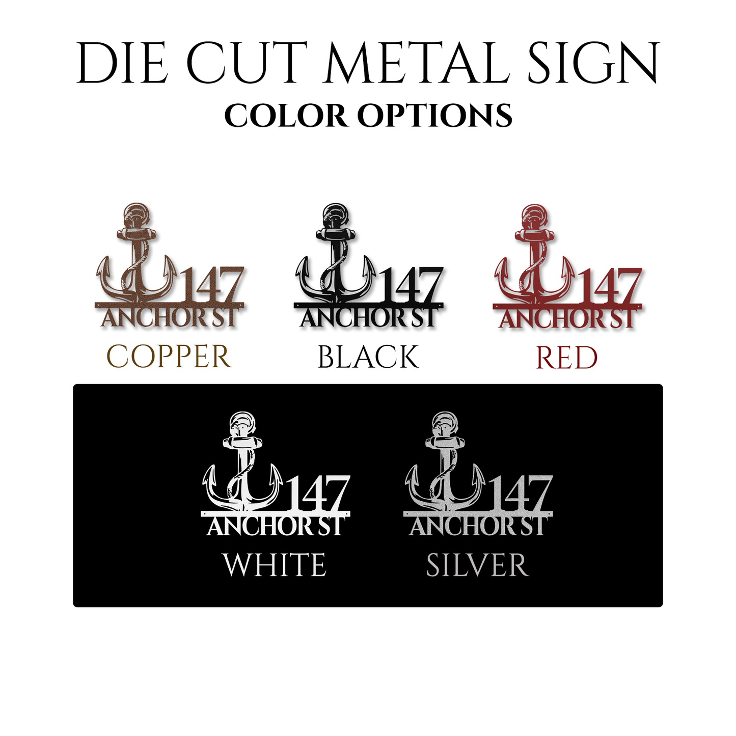 Nautical Anchor Metal Address Sign