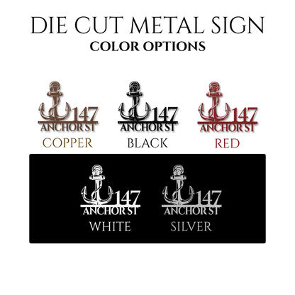 Nautical Anchor Metal Address Sign